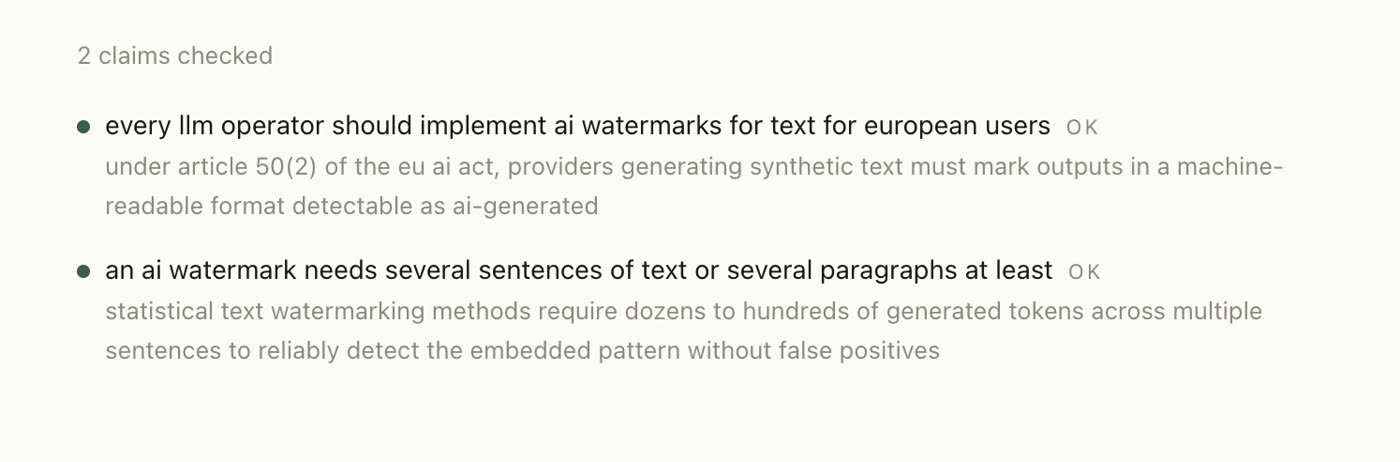 two claims checked against web sources